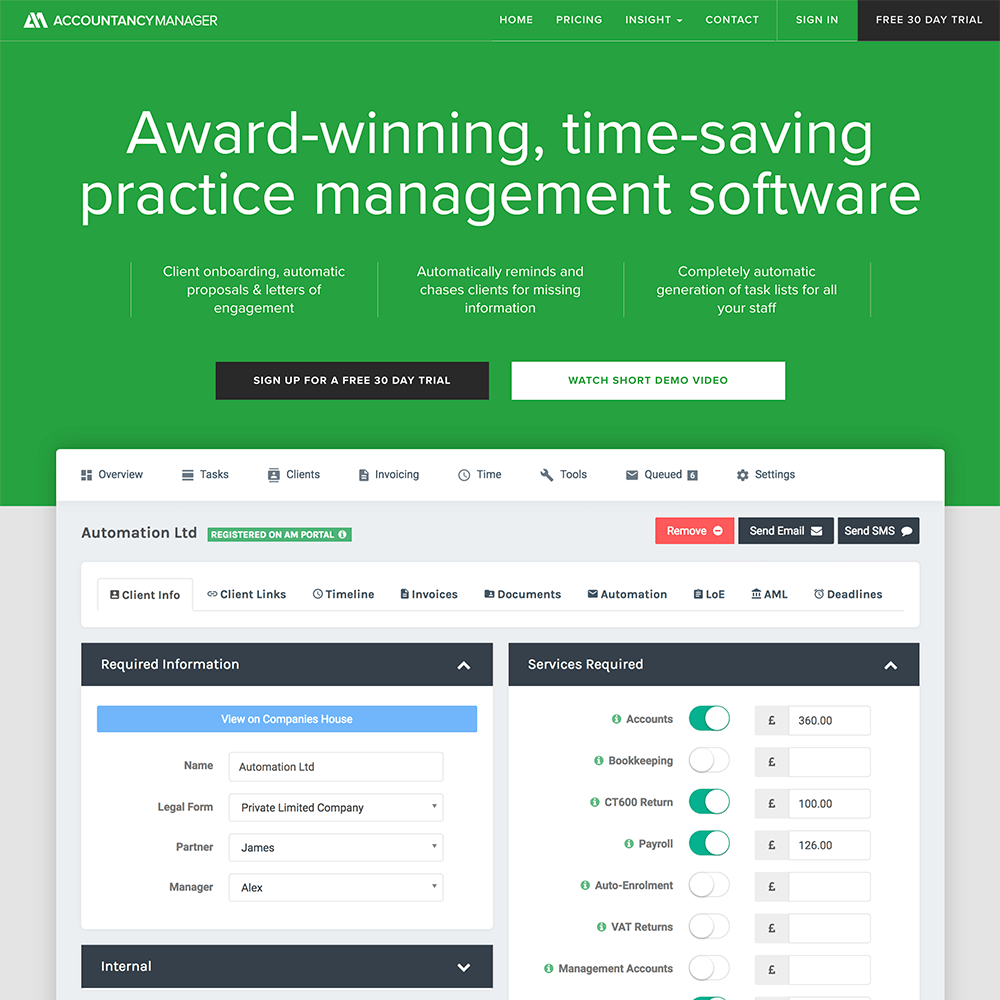 Accountancymanager cloud practice management software for accountants